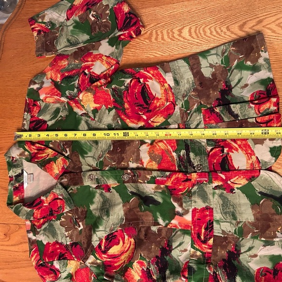 Christopher & Banks Button Up Jacket Womens XL Peplin Floral Lightweight Collar - Picture 8 of 8